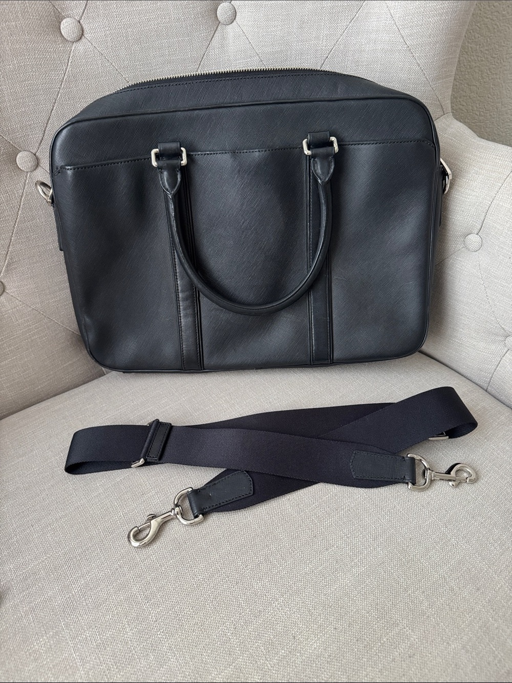 Coach Black Leather Laptop Briefcase Bag